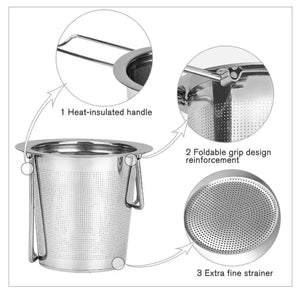 Extra-Fine Tea Infuser, with lid + drip dish